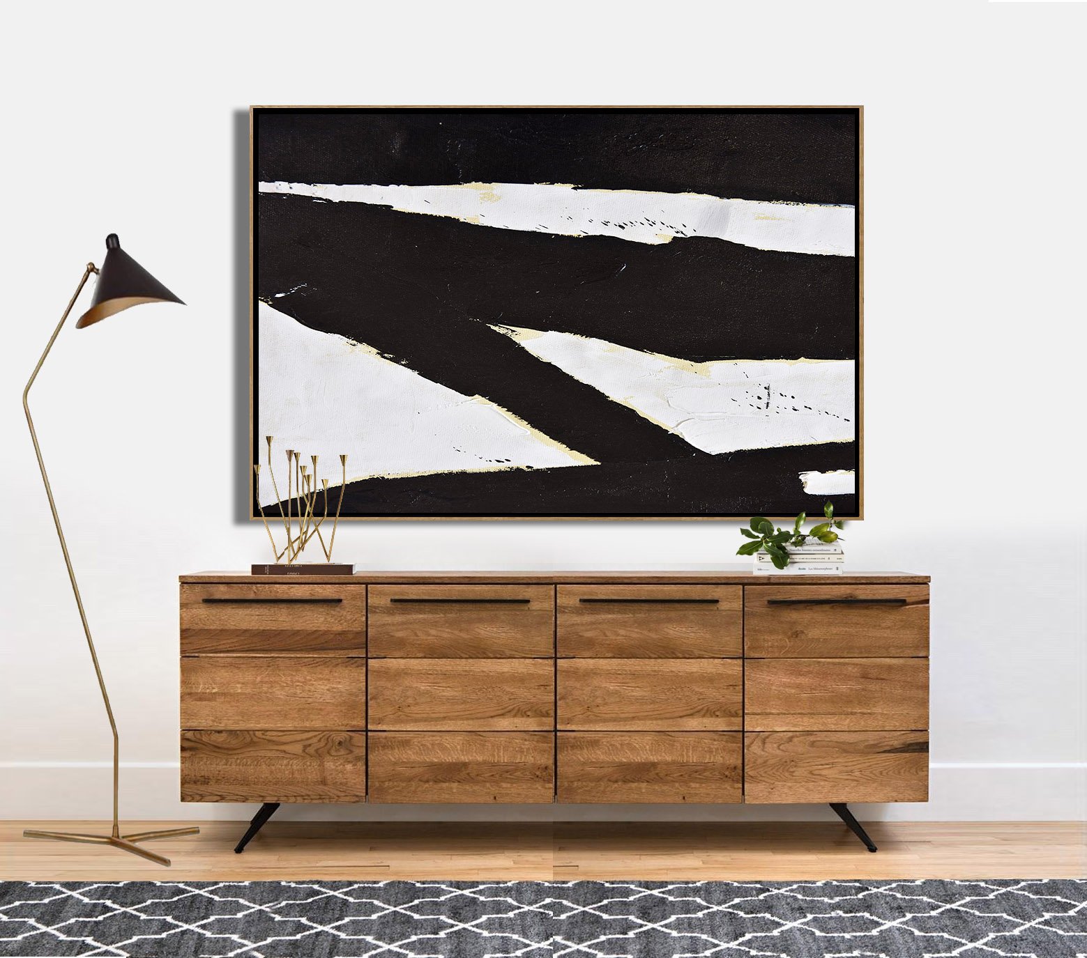 Horizontal Palette Knife Minimalist Art #C15Z